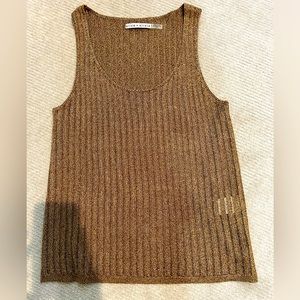 Alice and Olivia bronze gold night out lightweight ribbed knit tank top xs
